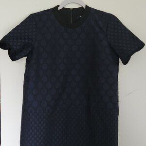 Madewell S black/navy blue polka dot mod dress